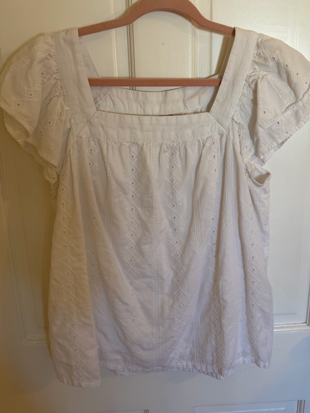 St. John’s Bay White Eyelet Square-Neck Women's Top Size Large